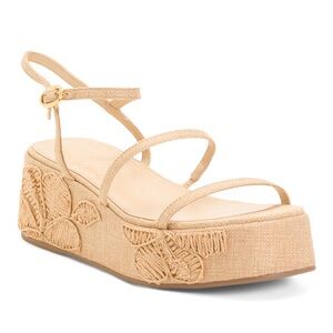 LARROUDE
Handmade In Brazil Gio Flatform Hibiscus Embroidered Wedges